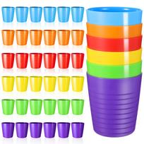 36 plastikinės taurės, 8 oz, daugkartinio naudojimo, nedūžtančios, sukraunamos, 6 ryškių spalvų, galima plauti indaplovėje, saugu naudoti mikrobangų krosnelėje, vaikams, suaugusiems, kasdieniam naudojimui red