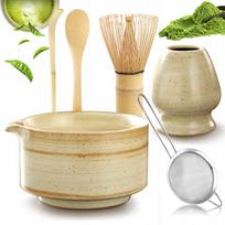Matcha ruošimo rinkinys su bambukine šluotele ir keraminiu dubenėliu, 6 dalių