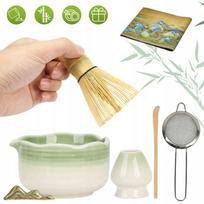 7 dalių matcha arbatos ruošimo rinkinys su bambukiniu plaktuvu