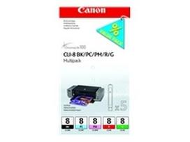 CANON CLI-8 BK PC PM R G ink cartridge black and four colour standard capacity combopack blister with alarm