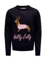 ONLY GIRLS Megztinis 'KOGFala Xmas' tamsiai mėlyna / ruda (konjako) / rožių spalva / balta