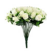 Dirbtinė gėlė „FLOWERLY“, aukštis 40 cm, puokštė iš 36 rožių, baltos spalvos