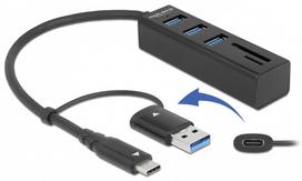 USB šakotuvas Delock 3 Port SuperSpeed 63859 USB 3.2 Gen 1 Type-C, 0.020 m, juoda sp.