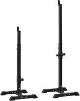 "HOMCOM" Stovas štangoms, 2 vnt., stovas štangoms, reguliuojamo aukščio stovas štangoms, štangos su guminėmis kojelėmis, 105-160 cm, jėgos treniruotėms, iki 150 kg, plienas