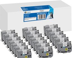 G&G 20x G&G Schriftband 24mm x 8m sw ws komp. m. Brother TZe-251 | RL-B-T251P-BK/WT20packs | 6942383177129