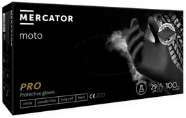 Mercator Medical Nitrilinės pirštinės MERCATOR MOTO, juodos, M, 100 vnt.