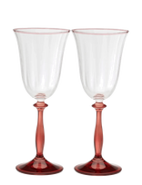 Anna + Nina - Ruby Optic Wine Glass Set Of 2 - Baltojo vyno taurės - Rožinė