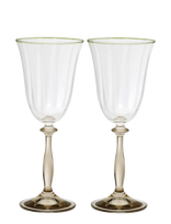 Anna + Nina - Lily Optic Wine Glass Set Of 2 - Baltojo vyno taurės - Smėlio