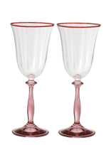 Anna + Nina - Clara Optic Wine Glass Set Of 2 - Baltojo vyno taurės - Rožinė