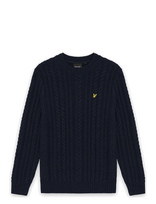 Lyle & Scott - Cable Knit Crew Neck Jumper - Apvalios apykaklės megztinis - Tamsiai mėlyna