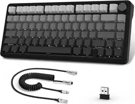 AJAZZ žaidimų mechaninė klaviatūra X85, 75%, bevielė, RGB, PBT, Baltas Jade jungikliai
