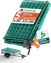 CargoVA priekabos krovinio tvirtinimo tinklas 2 x 4 m su kabliais Netz-Grün-2x4-m-Hak-Beutel