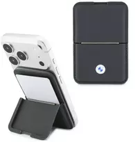 Dėklas Piniginė BMW Carbon Metal Logos MagSafe antracito spalvos