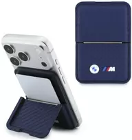 Dėklas Piniginė BMW M Carbon Metal Logos MagSafe tamsiai mėlyna