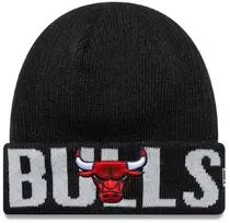 New Era NBA Chicago Bulls Užrašas Juoda Megzta Kepurė su Atvartu - 60691260