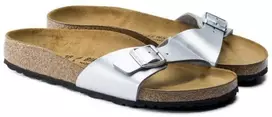 Moteriškos šlepetės Birkenstock Madrid Birko-Flor, sidabro spalvos