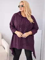 Moteriškas Plus Size džemperis su gobtuvu, bordo spalvos