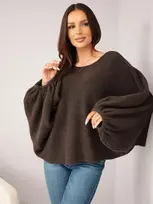 Moteriškas oversize megztinis su alpaka, rudas