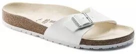 Birkenstock Madrid Birko-Flor Balta Balti Moteriškos Basutės, Įprastas Plotis (0040731)