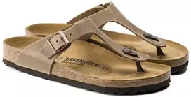 Birkenstock Gizeh Tobacco Brown siauros moteriškos šlepetės iš alyvuotos odos (0943813)