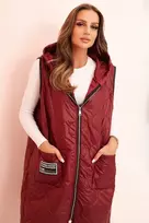 Moteriška Plus Size liemenė su gobtuvu, bordo spalvos