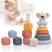 Minkšti guminiai sensoriniai kūdikių konstruktoriaus elementai Primabobo, 13 vnt., 5,5 × 6 cm