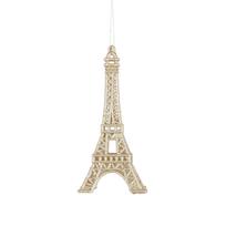 Pakabinama kalėdinė dekoracija EIFFEL TOWER, šampaninės sp., 7,5 x 7,5 x 16,5 cm