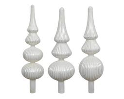 Stiklinė eglės viršūnė TREETOPPER GLITTER, baltos sp., 3 rūšių, 7,2 x 31 cm, 1 vnt