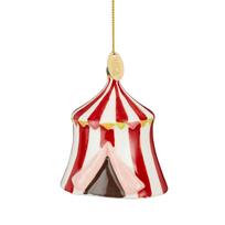Pakabinama keramikinė kalėdinė dekoracija CIRCUS TENT, 6,5 x 6 x 8 cm