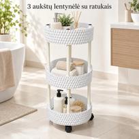 3 aukštų plastikinė lentyna su ratukais