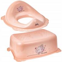 Vaikiškas tualeto sėdynės priedas su pakyla Maltex Baby, 2 viename, rožinis