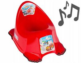 Neslystantis ergonomiškas puodukas vaikams Tega Baby su muzikine dėžute, raudonas