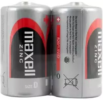 Baterija - Maxell R20 2TAC 1.5V Energija Laikrodžiams, Radijams, Kalkuliatoriams, Nuotolinio Valdymo Pultams - Juoda