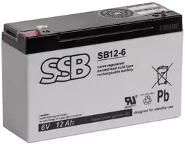 Akumuliatorius SSB SB 12-6 6V 12Ah AGM veikimui nereikia priežiūros