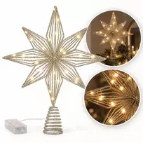 Eu Sandelis Metalinė kalėdinės eglutės auksinė viršūnė, 27 cm + LED lemputės, WOZ11