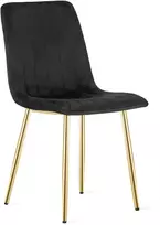 Leobert Kėdė su aksomo apmušalu ir auksinėmis metalinėmis kojomis, juoda, 86 cm