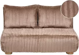 Beliani Išskleidžiama sofa dviem ABISKO, šviesiai ruda, briaunotas velveto audinys
