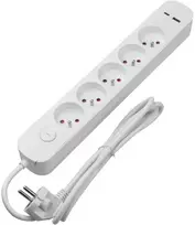 Ilgintuvas - DPM 5 Lizdų Su USB-A Ir USB-C, 1,5 M, Baltas