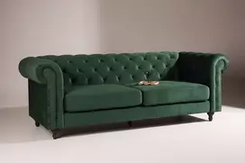 Venture Design Sofa Velvet, 3 vietų, samanų žalio aksomo audinys