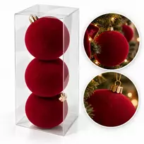 Eu Sandelis Išskirtiniai eglutės žaisliukai, bordo spalvos aksominis rinkinys, 3 vnt., 12 cm BSN85