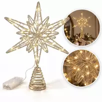 Eu Sandelis Metalinė kalėdinės eglutės auksinė viršūnė, 27 cm + LED lemputės WOZ61