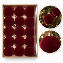 Eu Sandelis 15 bordo spalvos, aksominių kalėdinių eglutės žaisliukų rinkinys, 7cm BSN84