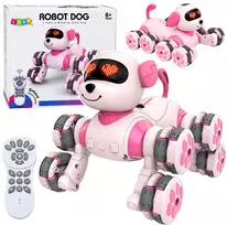 Lean Toys Pies Robot Zdalnie Sterowany RC 8 Kół Drift 360° Akrobacje Rožinė