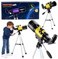 Lean Toys Astronominis teleskopas vaikams su stovu, geltonas, padidinimas 150x