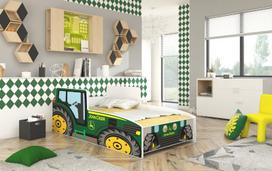 Vaikiška lova Tractor, 140x70 cm, žalia