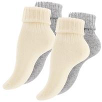 Vilnės kojinės moterims Vca Textil®, baltos/pilkos, 4 poros