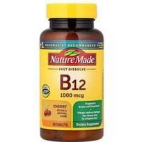 Nature Made, Vitaminas B12, greitai tirpstantis, vyšnių skonio, 1000 mcg, 50 tablečių