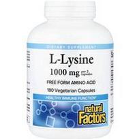 Natural Factors, L-lizinas, 500 mg, 180 vegetariškų kapsulių