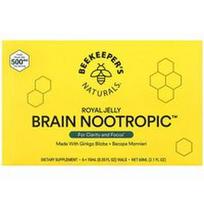 Beekeeper's Naturals, Bičių pienelis „Brain Nootropic™“, 6 buteliukai po 10 ml (0,35 skysčio uncijos)