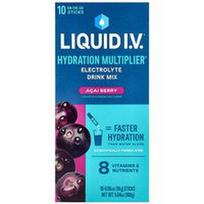 Liquid I.V., „Hydration Multiplier®“, elektrolitų gėrimų mišinys, acai uogos, 10 lazdelių po 16 g (0,56 uncijos)